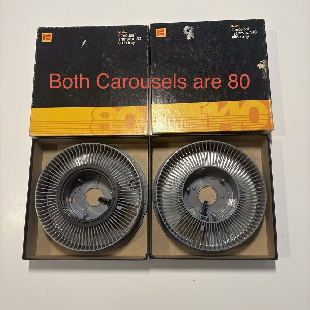 2-Eastman Kodak Carousel Transvue 80 slide tray B80T CAT 104 6093 Vintage 1983